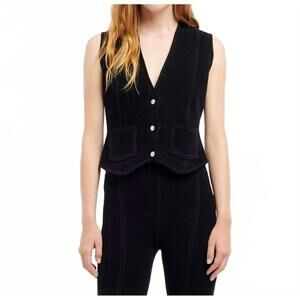 NEW BARRIE suede effect sleeveless jacket in black